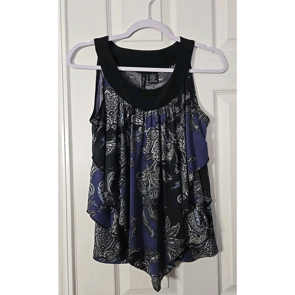 New Directions Petite Women's Sleeveless Blouse ‎ Size PS Paisley Print